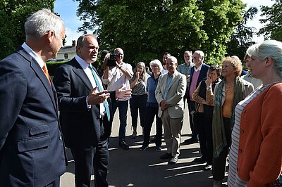 Sire Ed Davey and Gideon Amos in Vivary Park